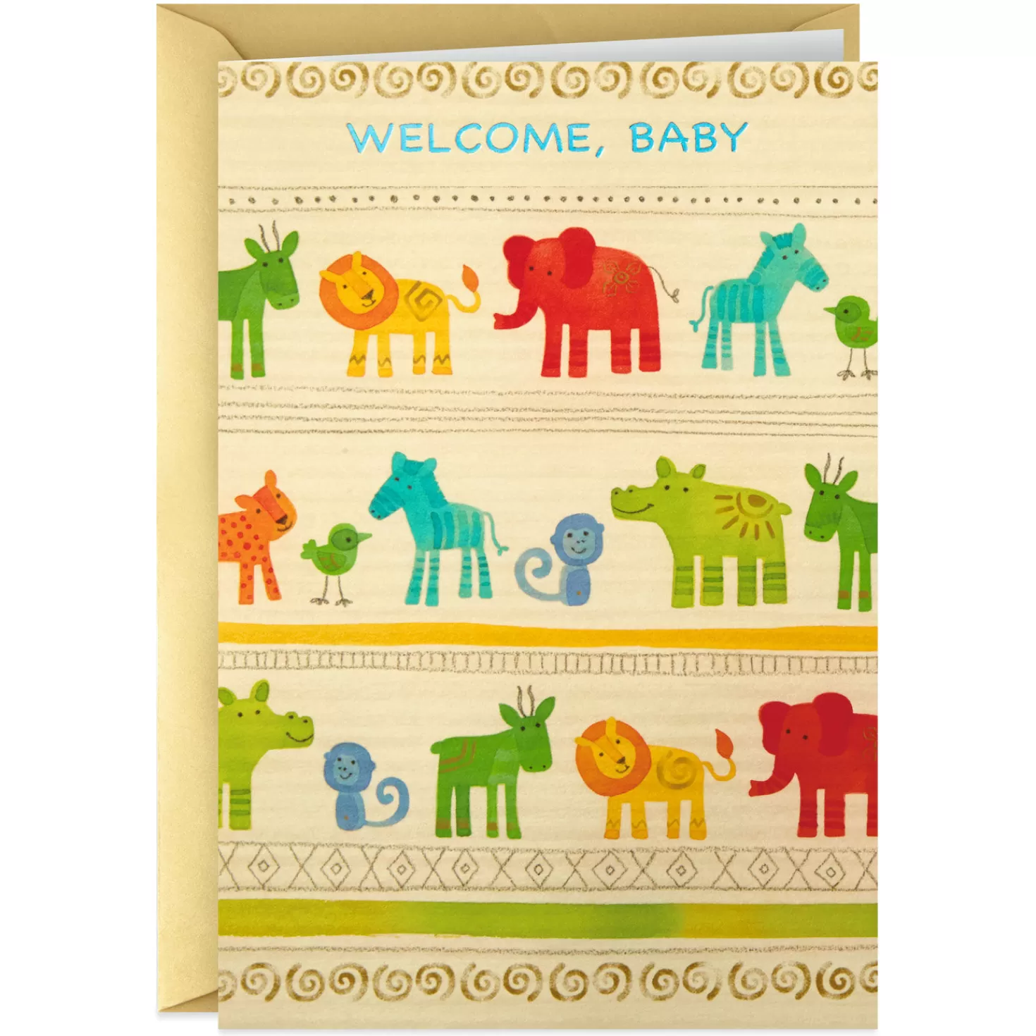 Baby>Hallmark Cute Zoo Animals Welcome New Baby Card