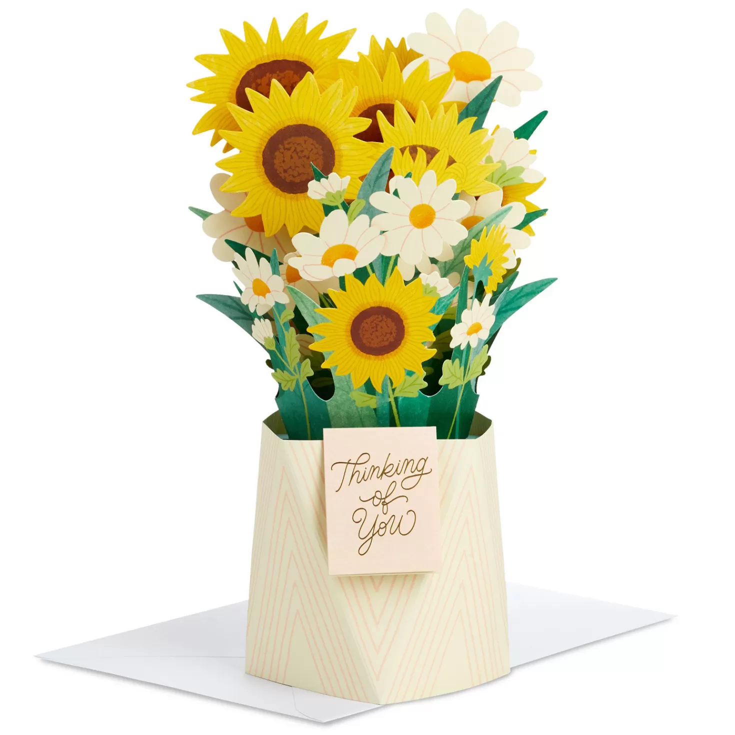 New Daisy And Sunflower Bouquet Thinking Of You 3D Pop-Up Card Get Well