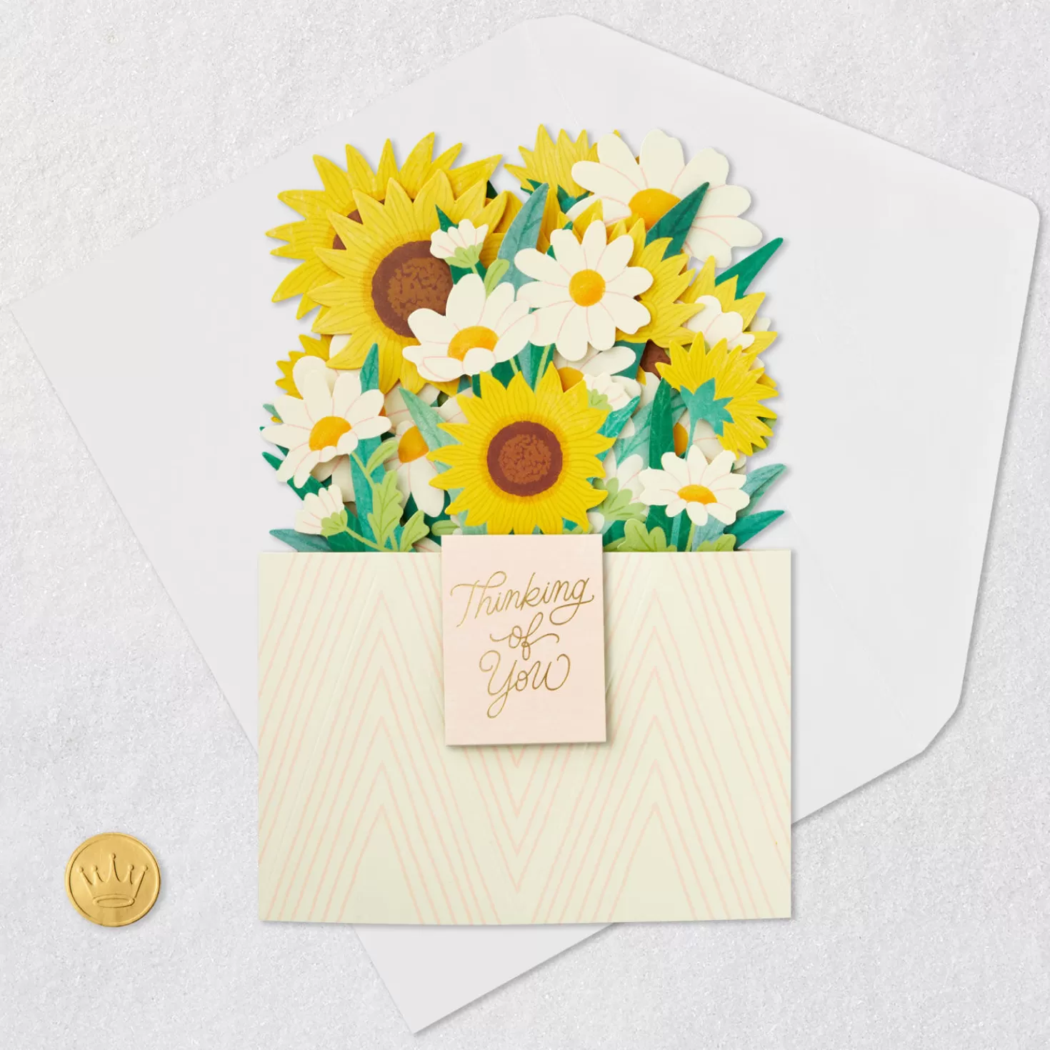 New Daisy And Sunflower Bouquet Thinking Of You 3D Pop-Up Card Get Well