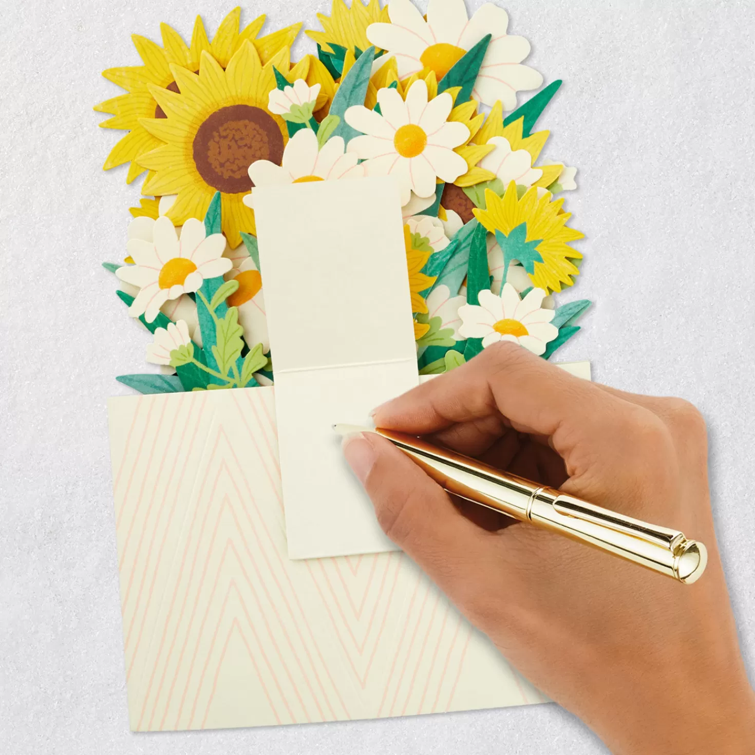 New Daisy And Sunflower Bouquet Thinking Of You 3D Pop-Up Card Get Well