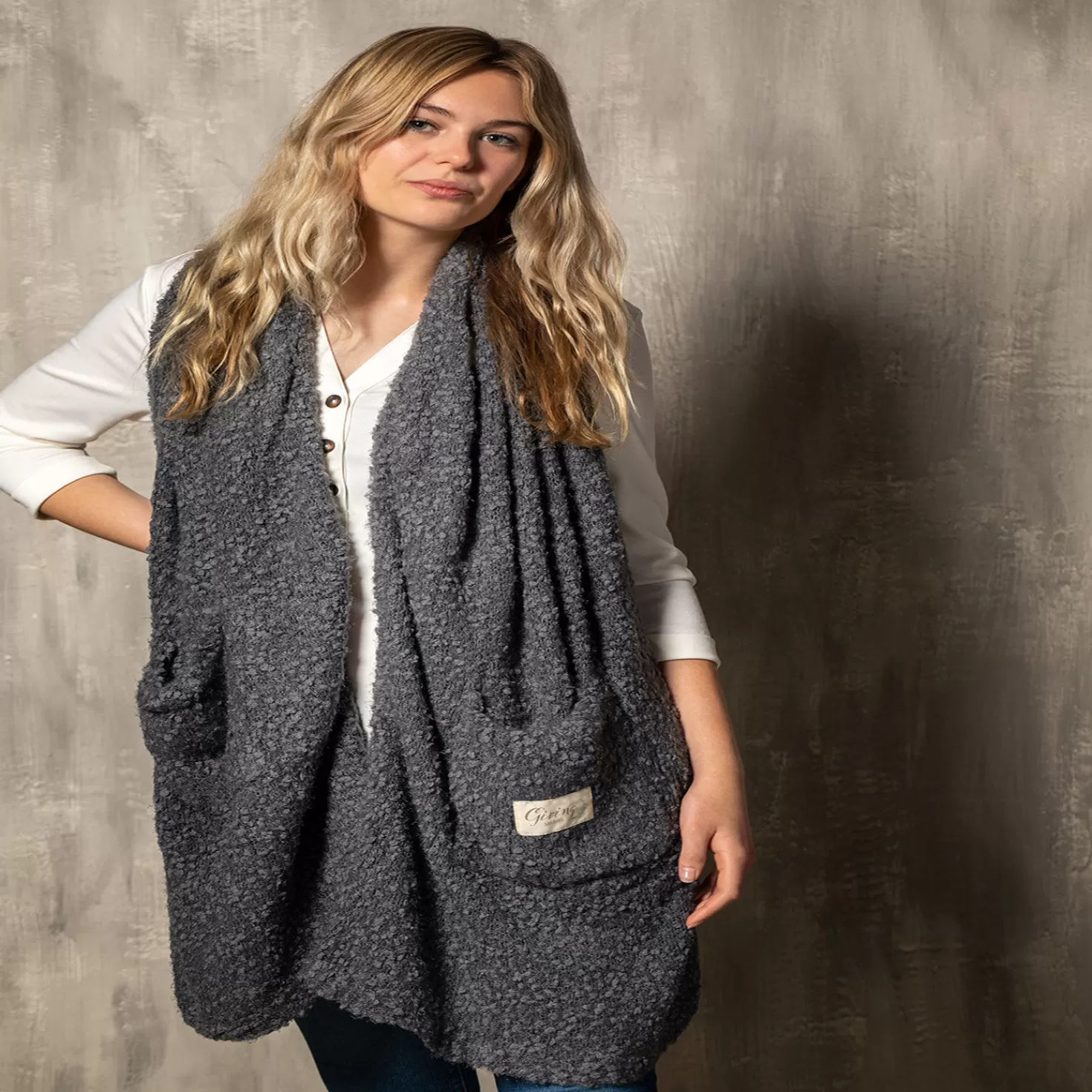 Clearance Demdaco Charcoal Giving Shawl Encouragement