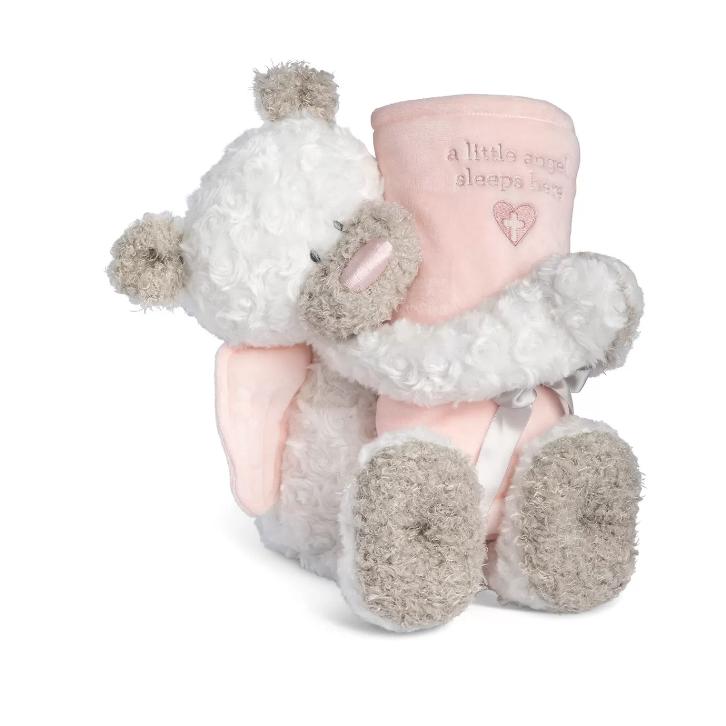Discount Demdaco Guardian Angel Bear And Pink Blanket, Set Of 2 Baptism And Christening