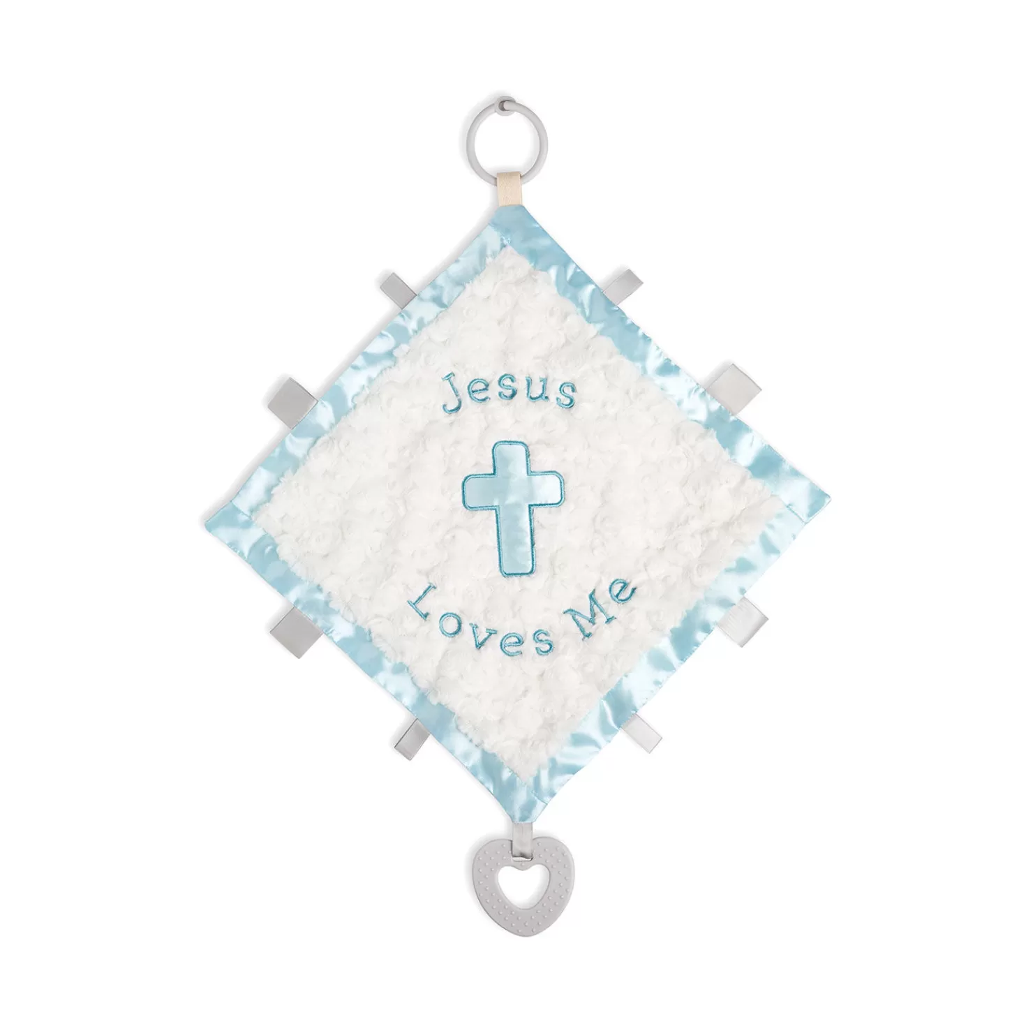 Flash Sale Demdaco Jesus Loves Me Blue Trim Activity Blankie Baby