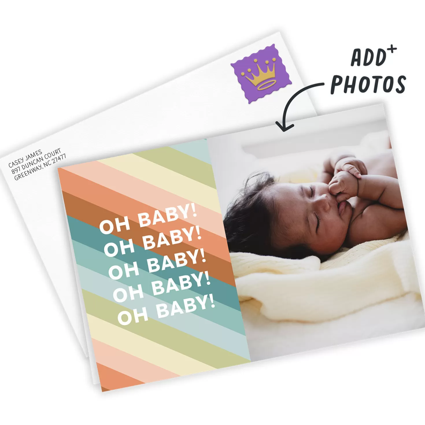 Discount Diagonal Bright Stripes Folded Photo Card Encouragement