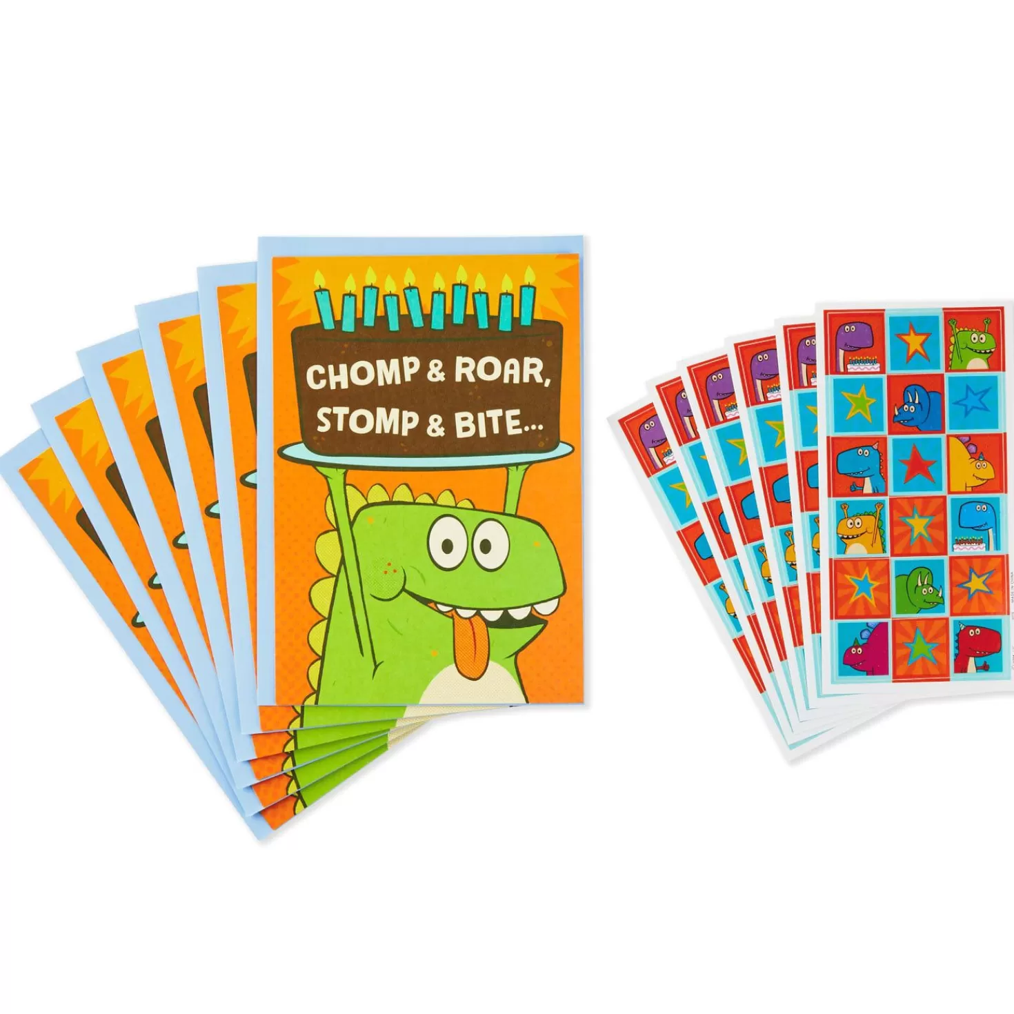 Birthday>Hallmark Dinosaur Birthday Cards With Stickers, Pack Of 6