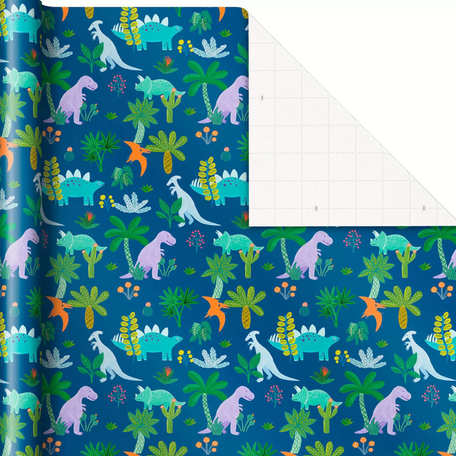 Birthday>Hallmark Dinosaurs On Blue Wrapping Paper, 20 Sq. Ft.
