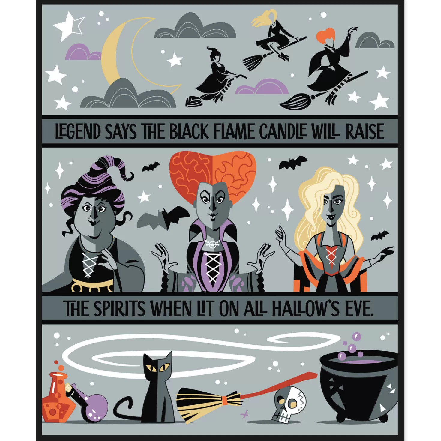 Halloween (10/31)>Hallmark Disney Hocus Pocus Black Flame Candle Blanket, 50X60