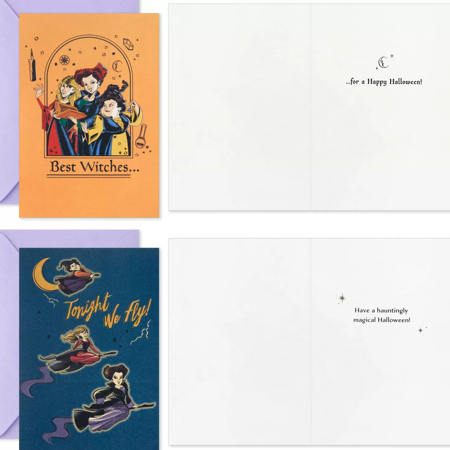 Halloween (10/31)>Hallmark Disney Hocus Pocus Sanderson Sisters Boxed Halloween Cards Assortment, Pack Of 16