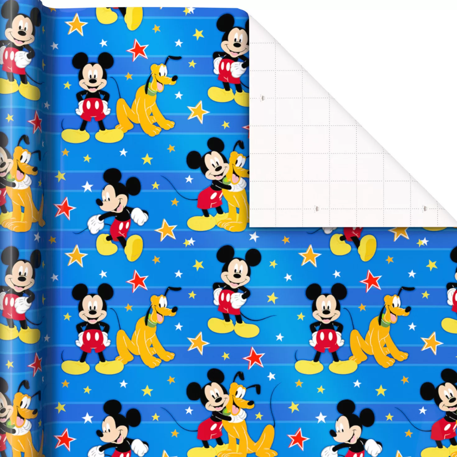 Birthday>Hallmark Disney Mickey Mouse And Pluto On Blue Wrapping Paper, 17.5 Sq. Ft.