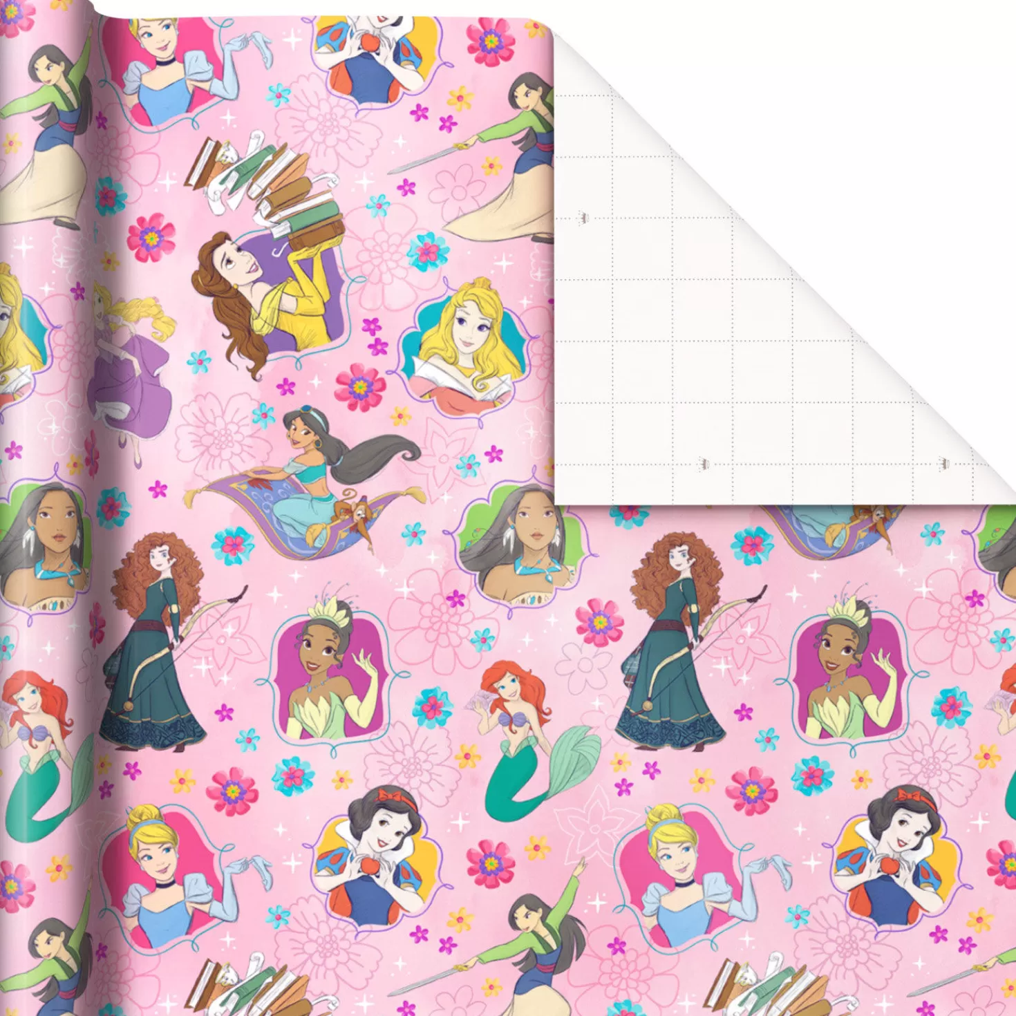 Birthday>Hallmark Disney Princesses On Pink Wrapping Paper, 17.5 Sq. Ft.