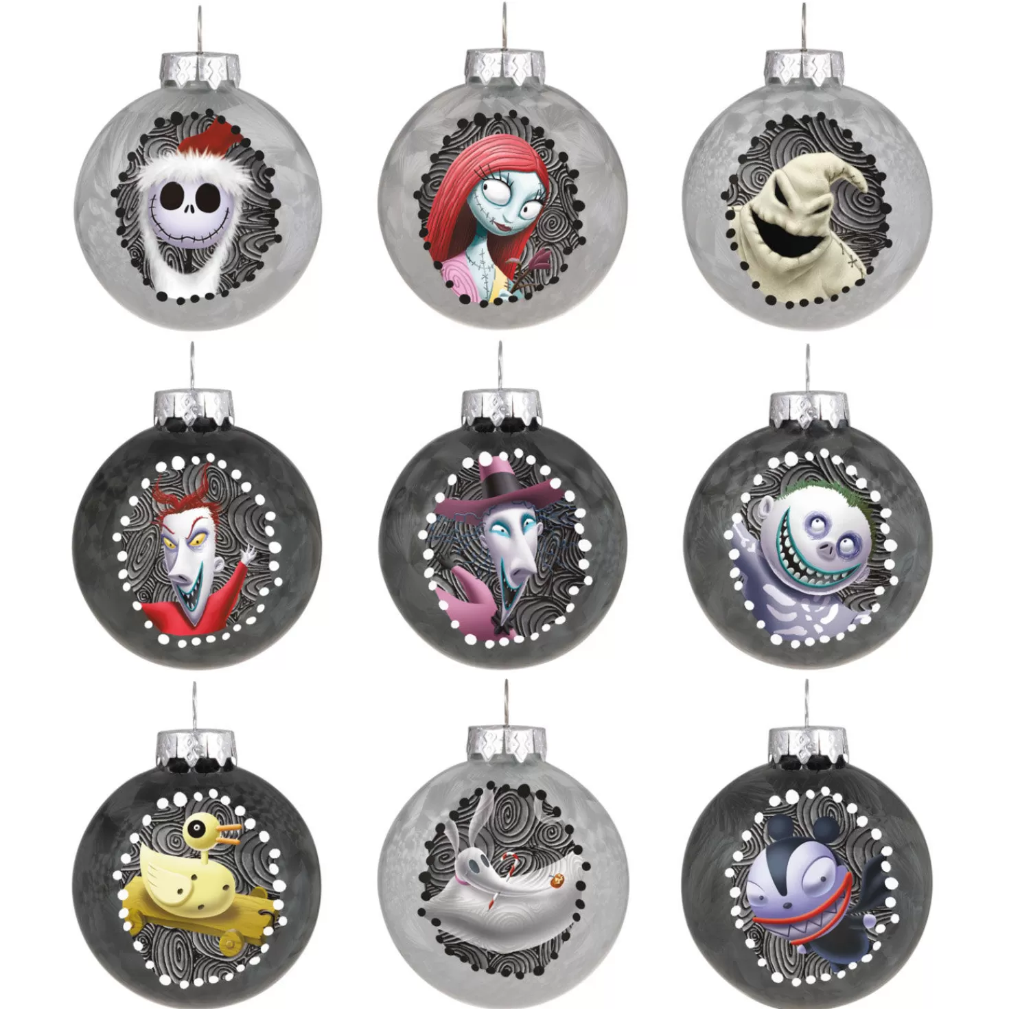 Halloween (10/31)>Hallmark Disney Tim Burton's The Nightmare Before Christmas Halloween Town Glass Ornaments, Set Of 9