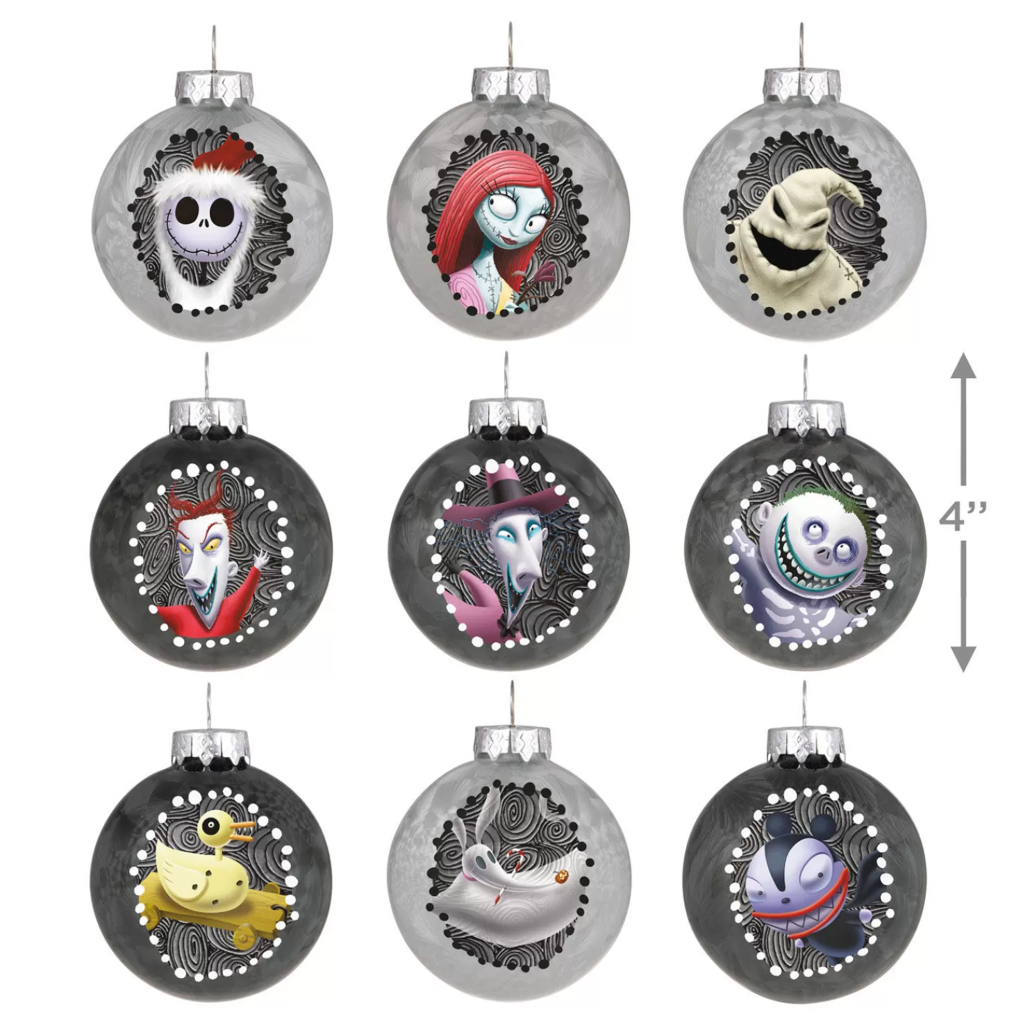 Halloween (10/31)>Hallmark Disney Tim Burton's The Nightmare Before Christmas Halloween Town Glass Ornaments, Set Of 9