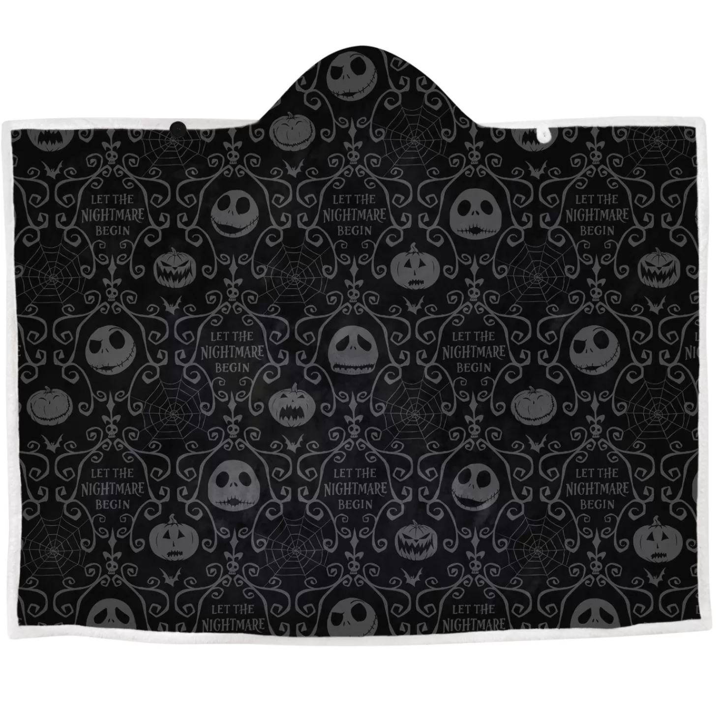 Halloween (10/31)>Hallmark Disney Tim Burton's The Nightmare Before Christmas Jack Skellington Hooded Blanket