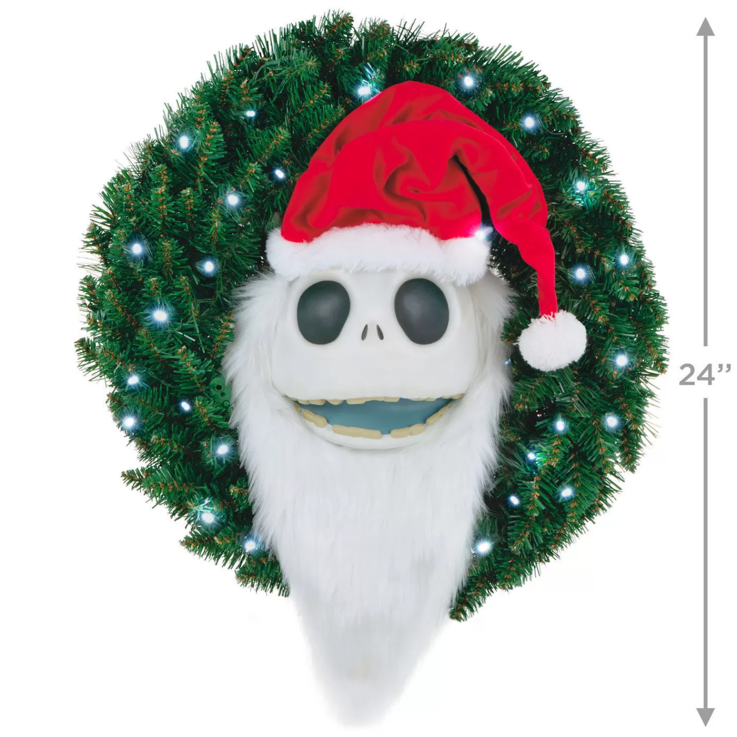 Halloween (10/31)>Hallmark Disney Tim Burton's The Nightmare Before Christmas Jack Skellington Wreath With Light, Sound And Motion, 24"