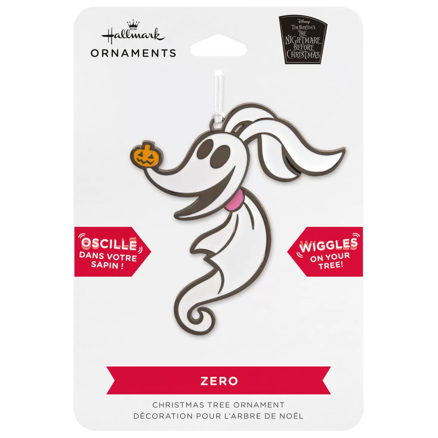 Halloween (10/31)>Hallmark Disney Tim Burton's The Nightmare Before Christmas Zero Moving Metal Ornament