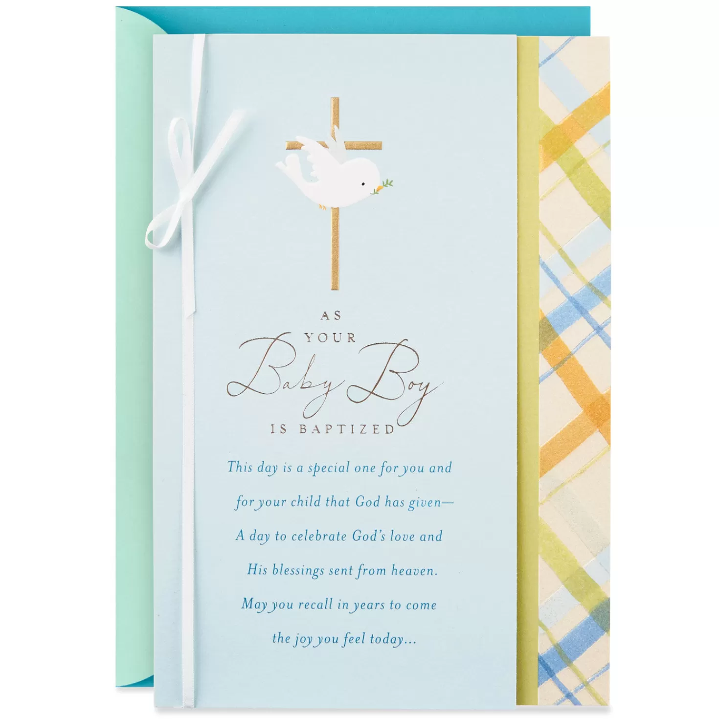 New Dove With Gold Cross Religious Baptism Card For Boy Baptism And Christening