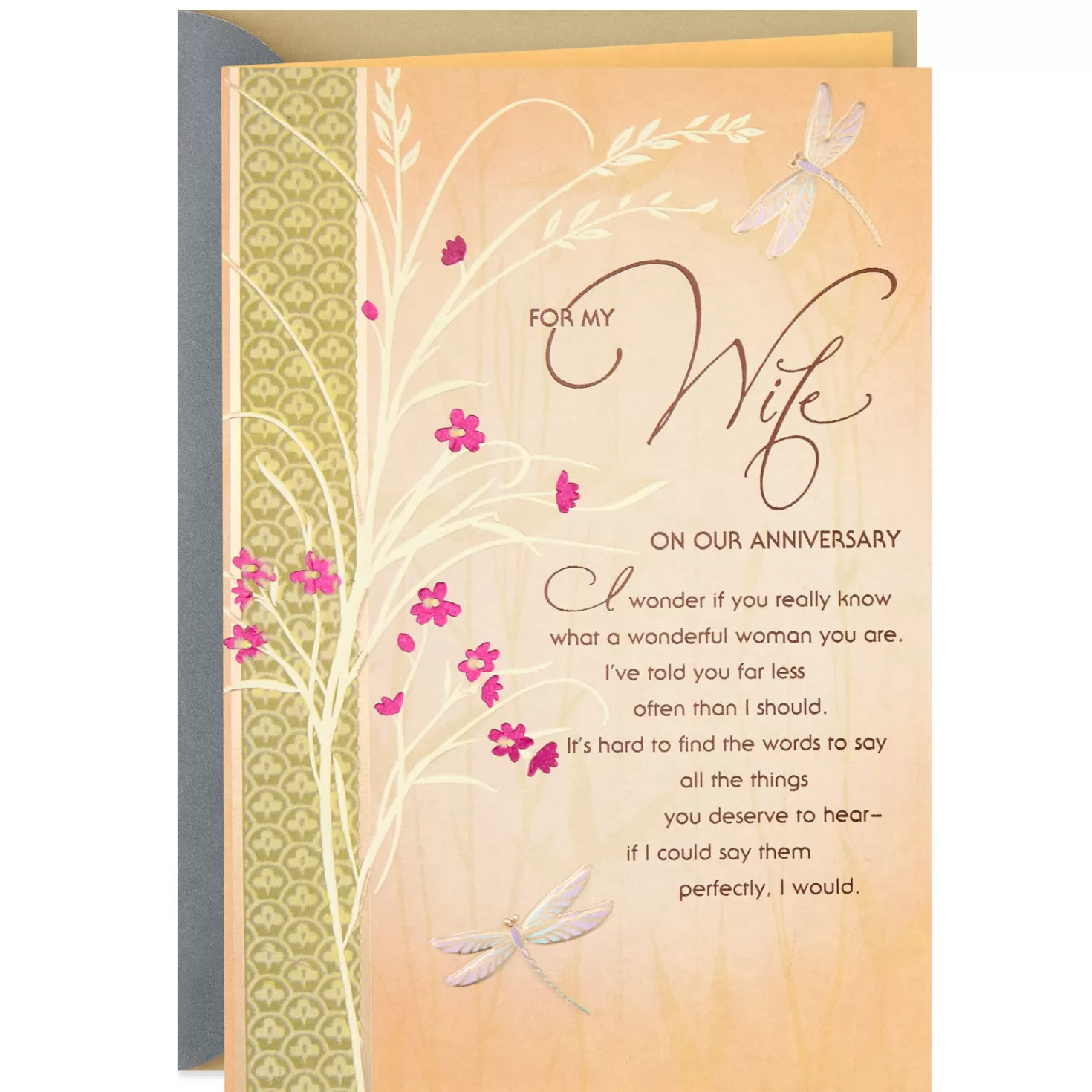 Anniversary>Hallmark Dragonflies And Flowers Anniversary Card For Wife