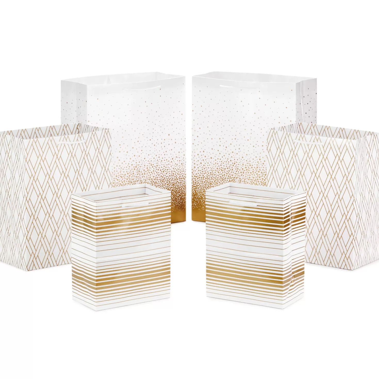 Anniversary>Hallmark Elegant Gold Assorted Sizes 6-Pack Gift Bags