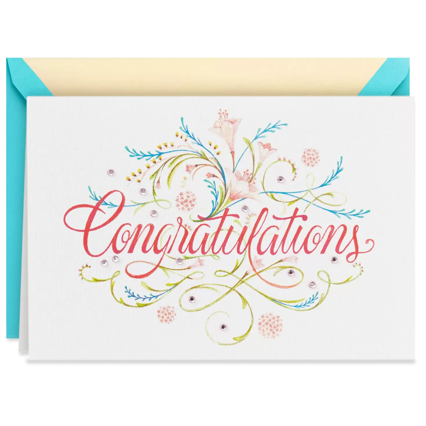 Discount Elegant Script And Flowers Blank Congratulations Card Congratulations
