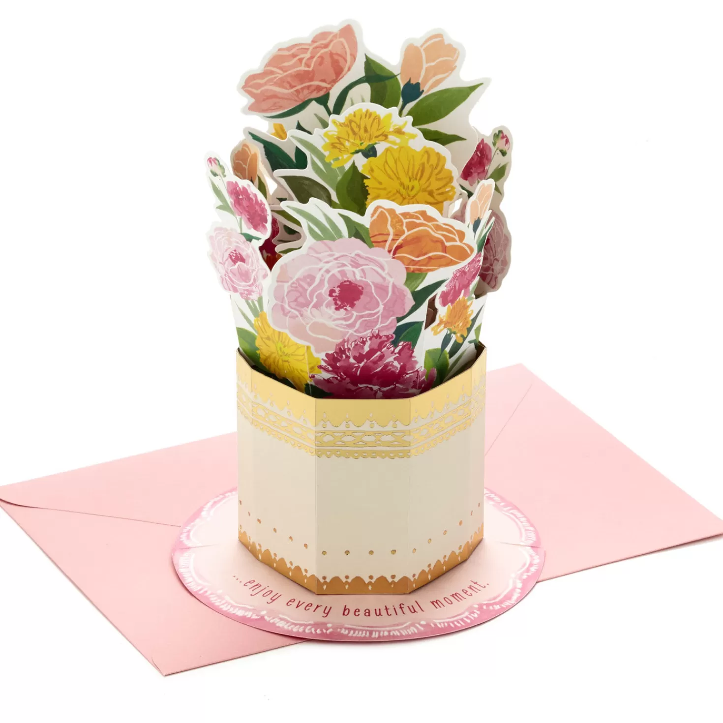 Best Sale Enjoy Every Beautiful Moment Flower Vase 3D Pop-Up Card Congratulations