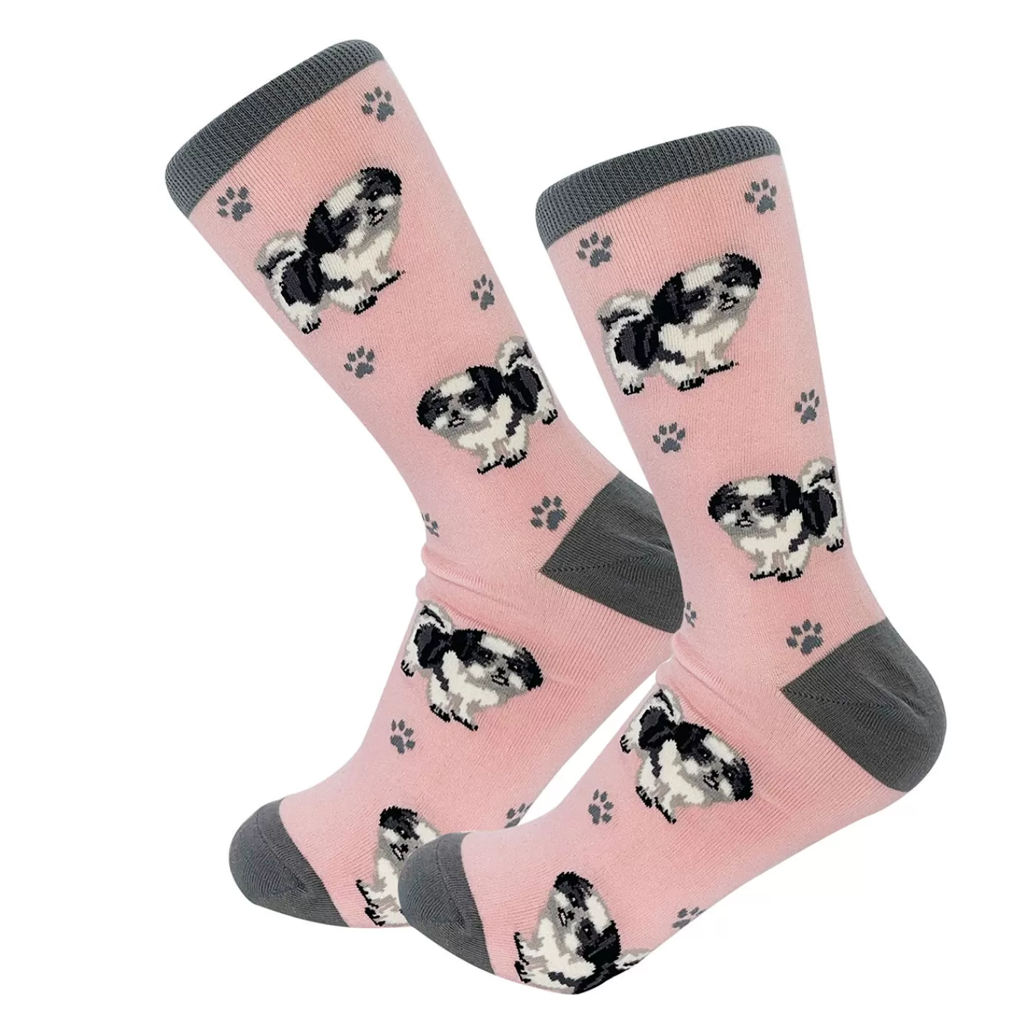 Outlet E&S Pets Black And White Shih Tzu Novelty Crew Socks Congratulations