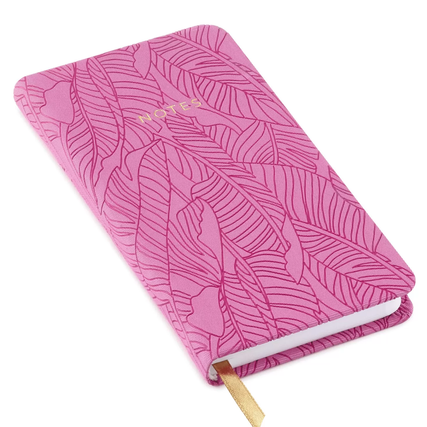 Hot Etched Leaves Pink Slim Notebook Back To School