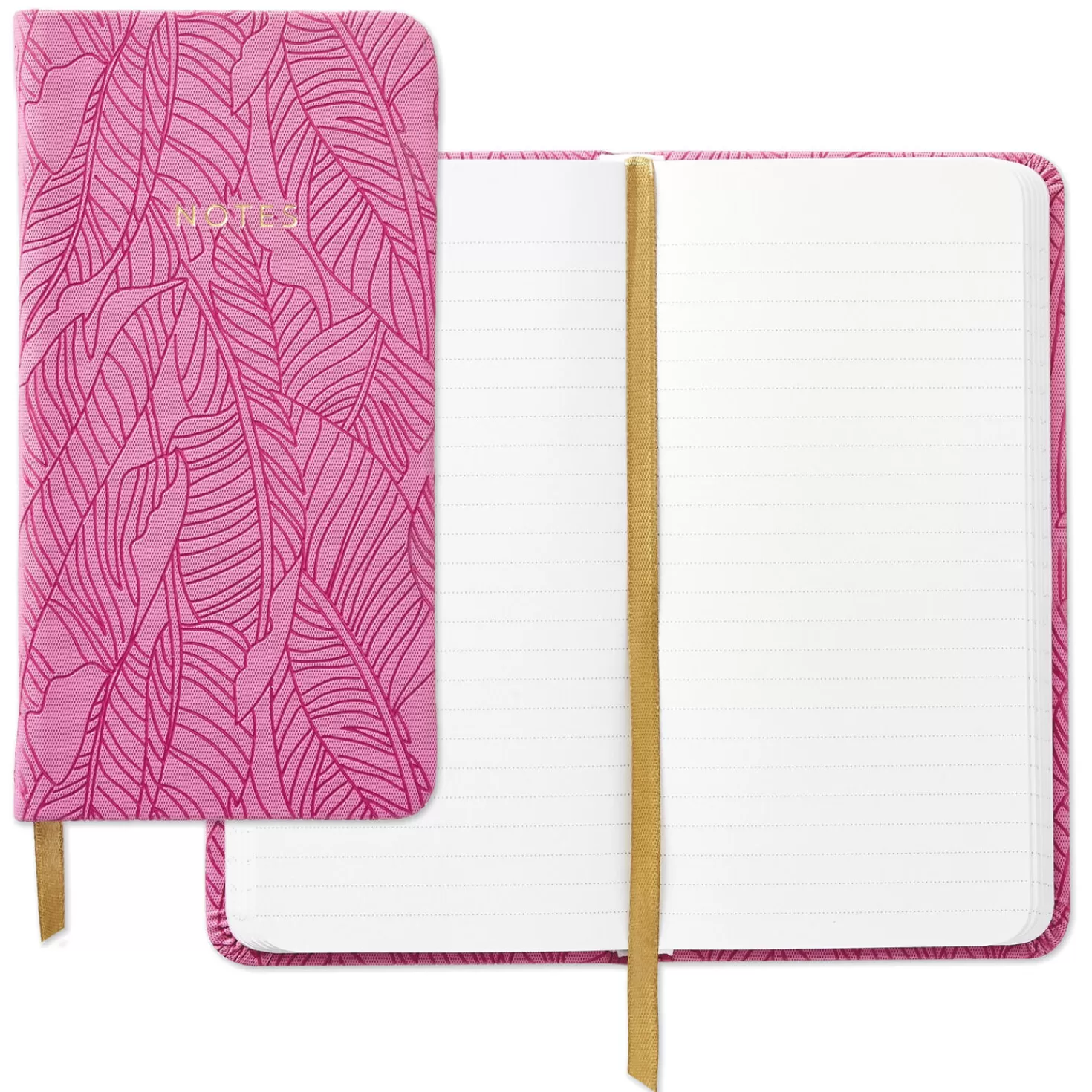 Hot Etched Leaves Pink Slim Notebook Back To School