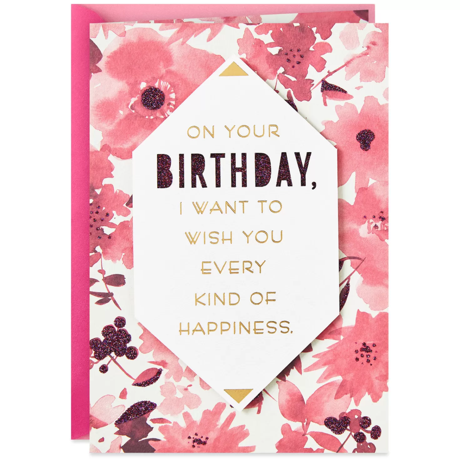 Birthday>Hallmark Every Kind Of Happiness Pink Flowers Birthday Card