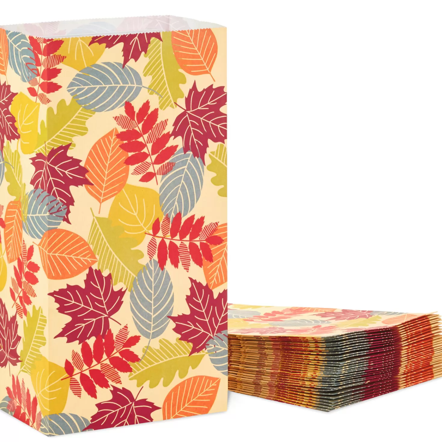 Halloween (10/31)>Hallmark Fall Leaves Paper Goodie Bags, Pack Of 30