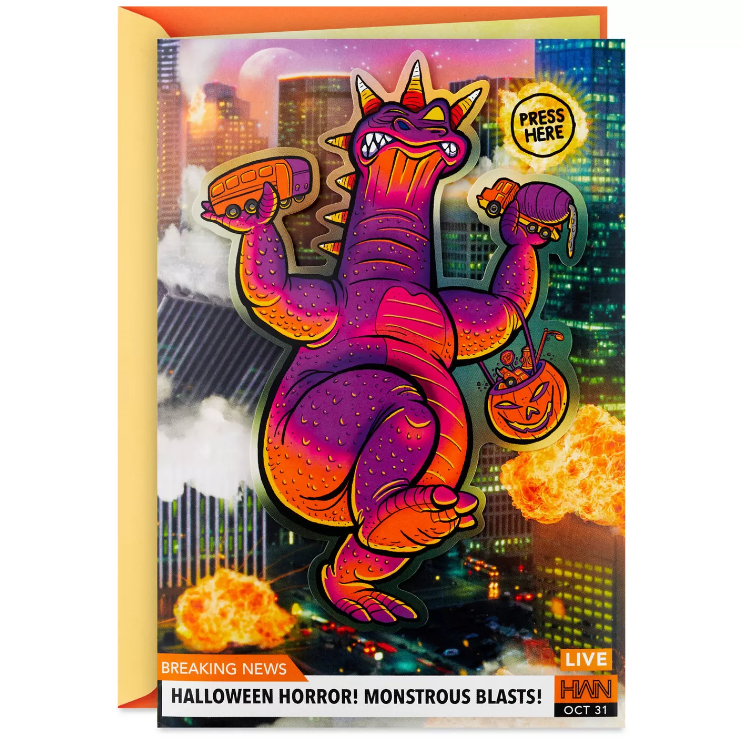 Halloween (10/31)>Hallmark Farting Monster Funny Halloween Card With Sound And Motion
