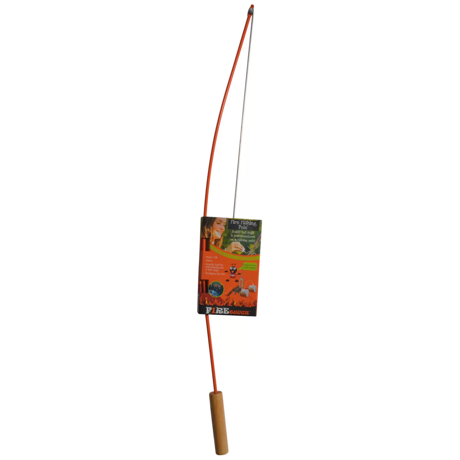 New Firebuggz Fire Fishing Pole Campfire Roaster, Orange Retirement