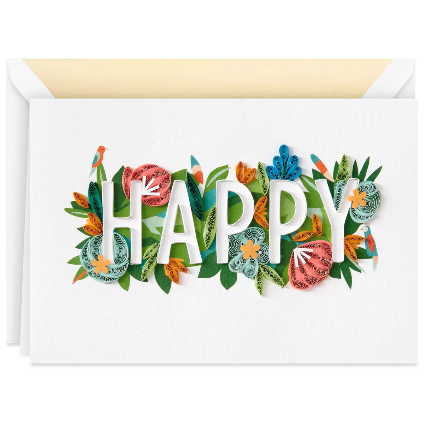 Birthday>Hallmark Floral Happy Quilled Paper Handmade Birthday Card