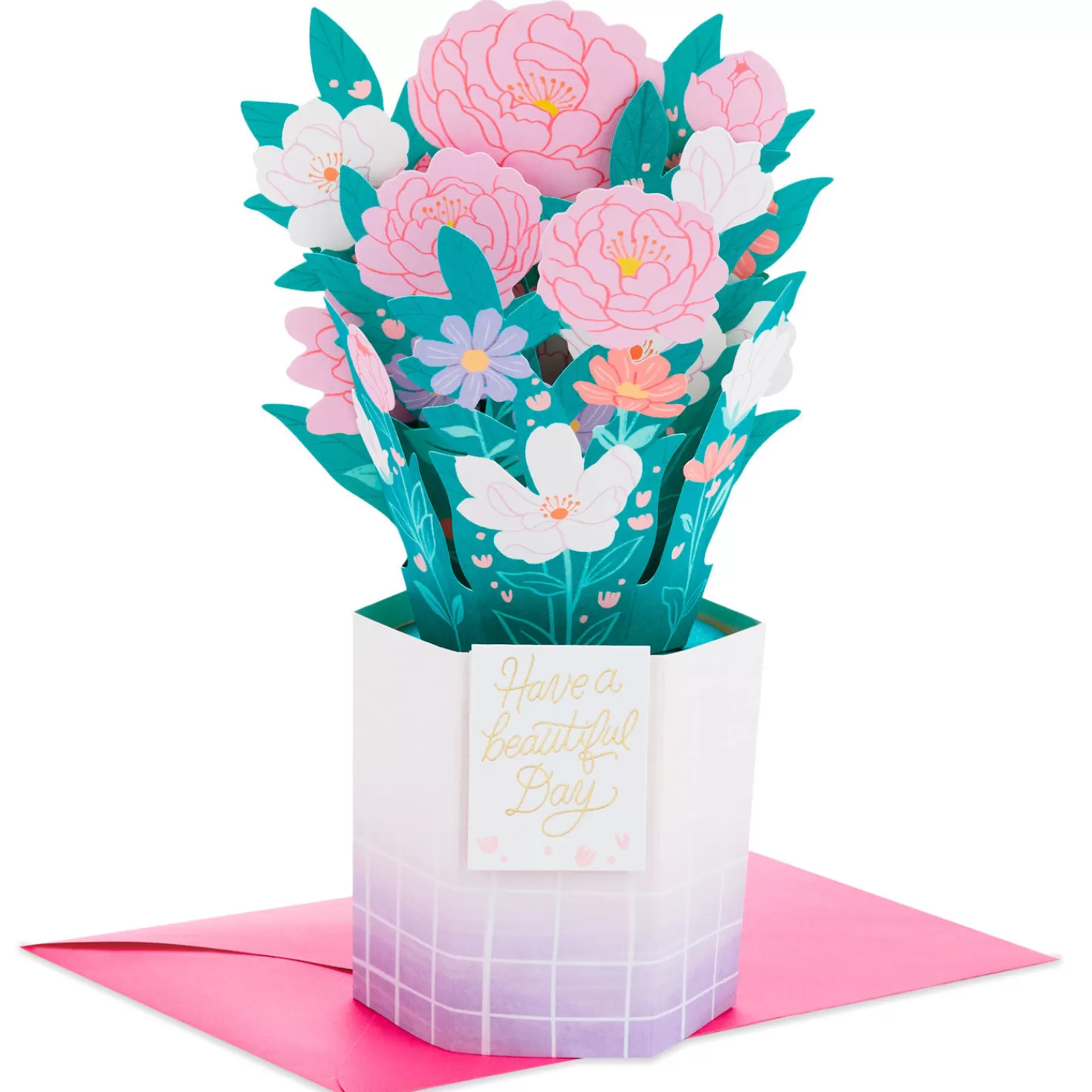 Cheap Flower Bouquet Have A Beautiful Day 3D Pop-Up Card Encouragement