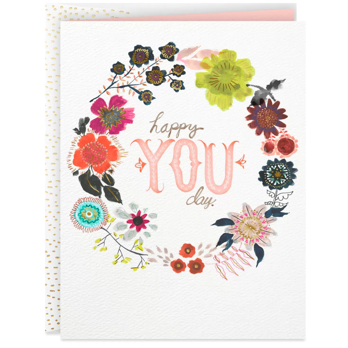 Birthday>Hallmark Flower Wreath Happy You Day Blank Card