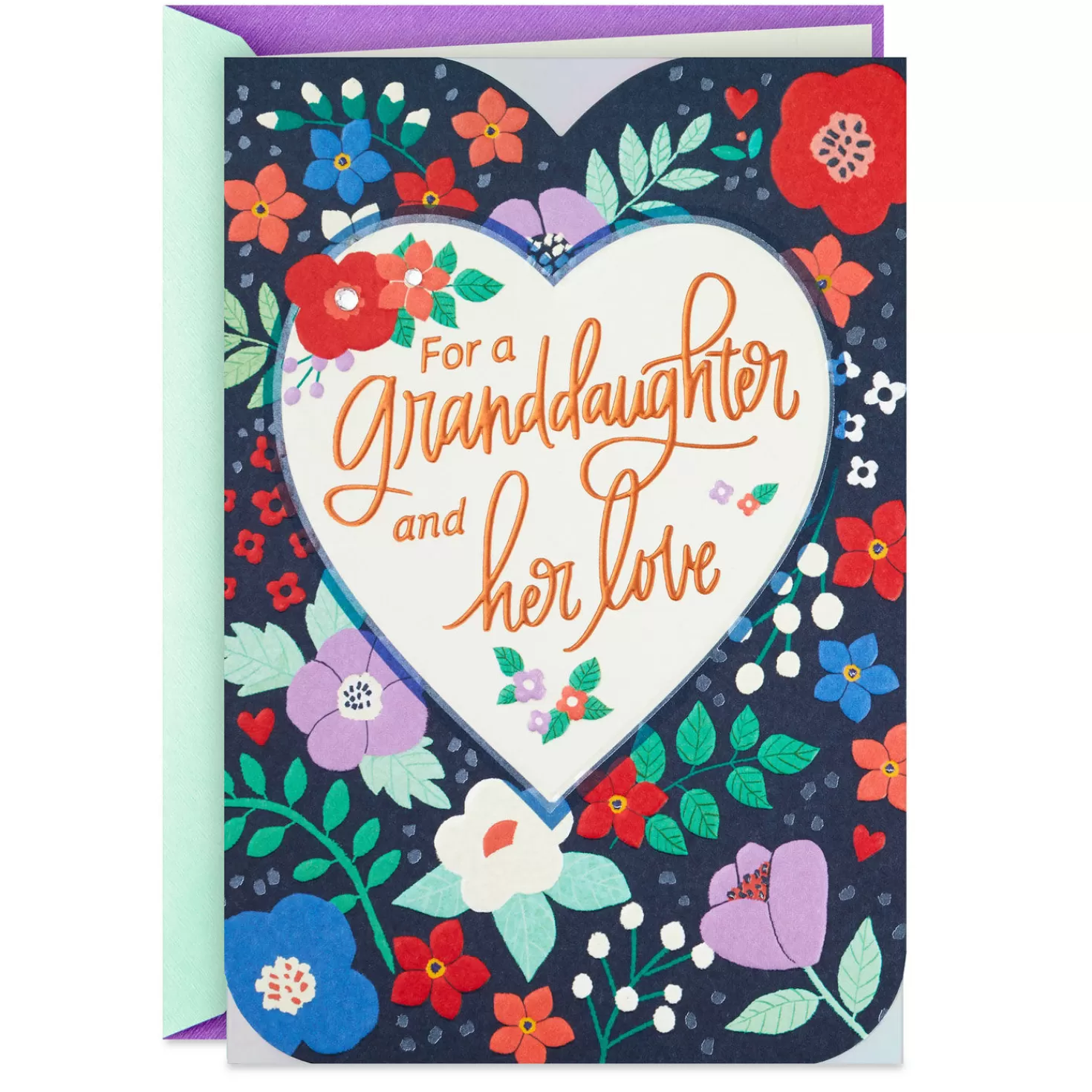 Anniversary>Hallmark For A Granddaughter And Her Love Floral Heart Anniversary Card