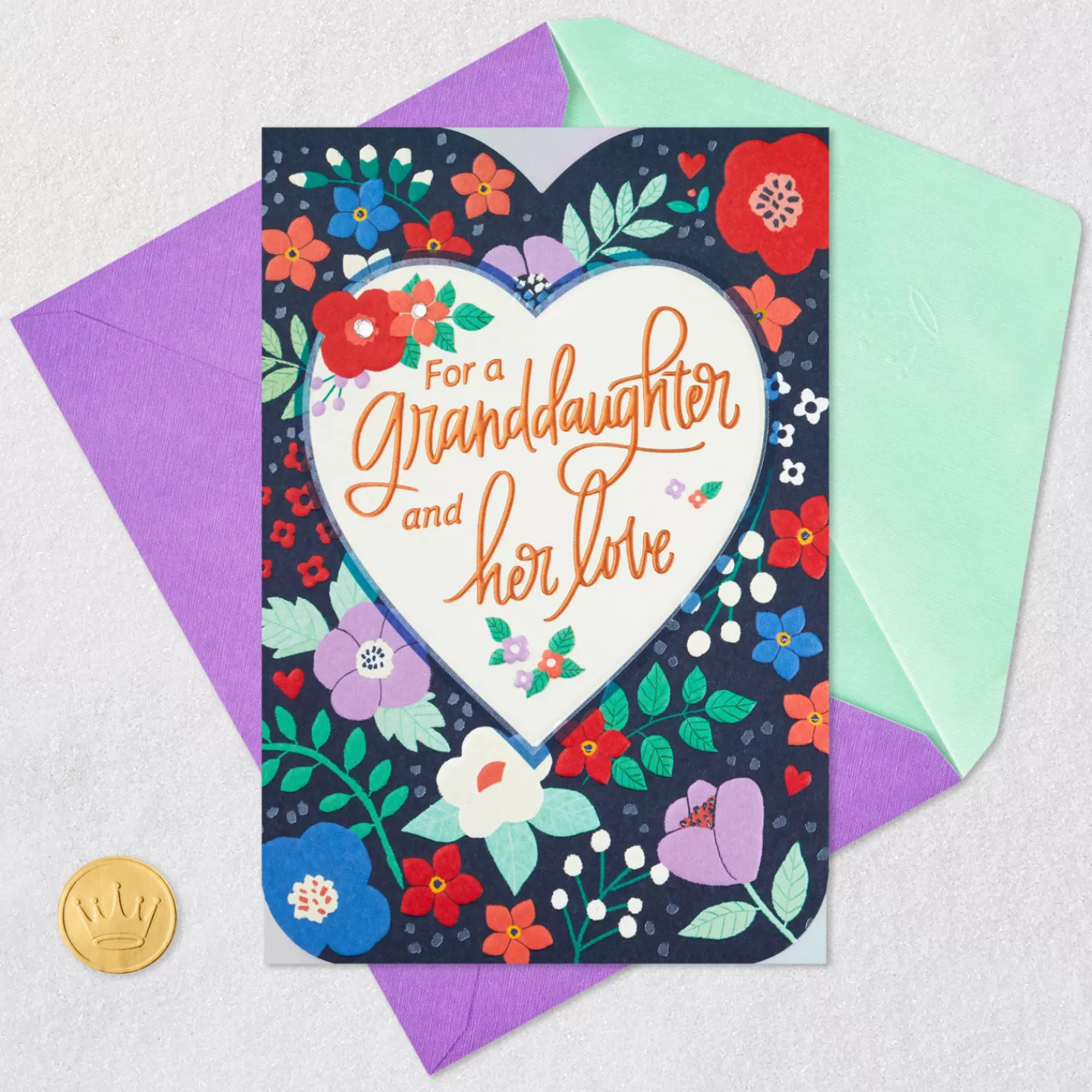 Anniversary>Hallmark For A Granddaughter And Her Love Floral Heart Anniversary Card
