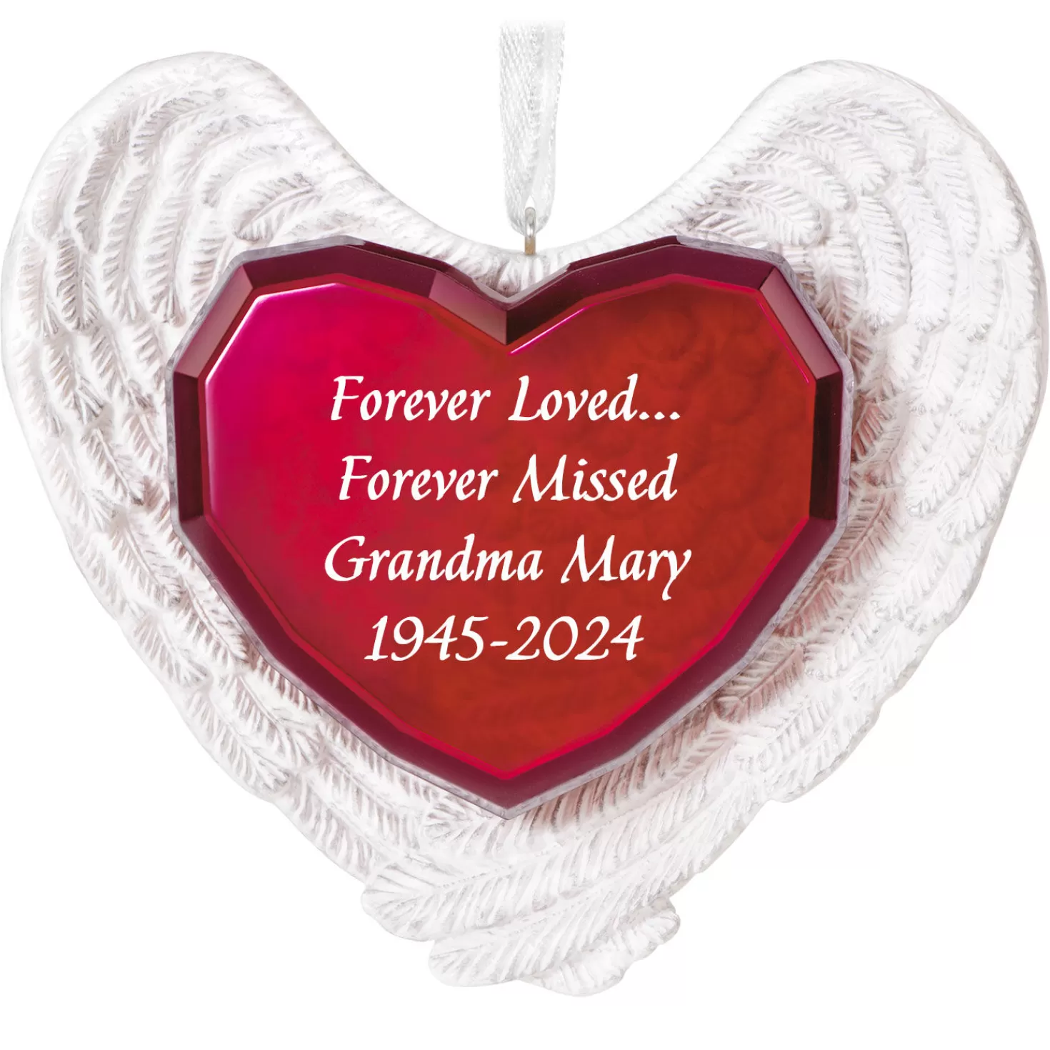 Flash Sale Forever Loved Memorial Heart And Angel Wings Text Personalized Ornament Sympathy