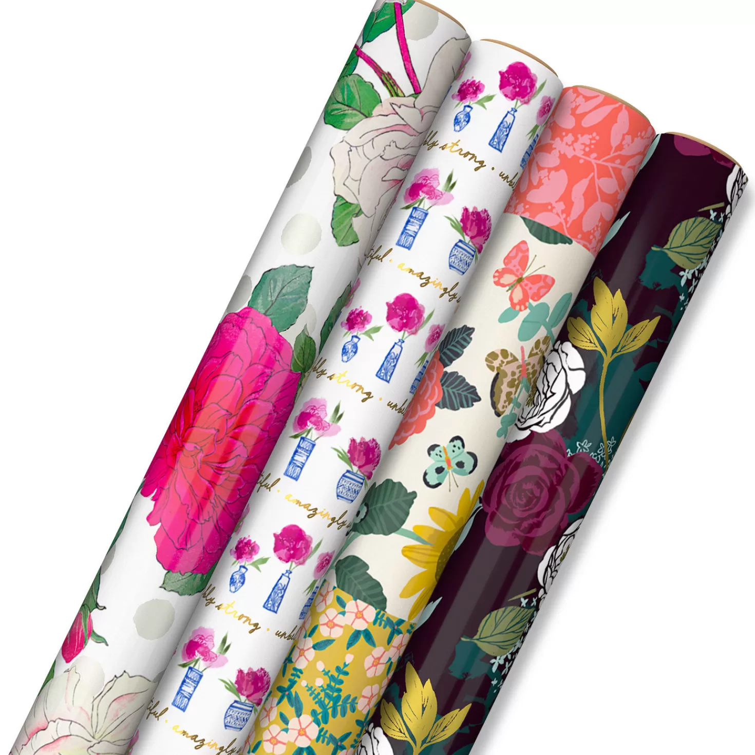 Birthday>Hallmark Fresh Florals Wrapping Paper Collection
