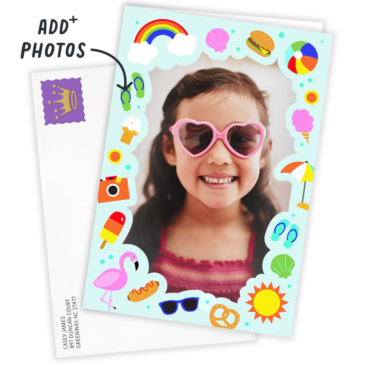 Clearance Fun Summer Vacation Icons Folded Photo Card Encouragement