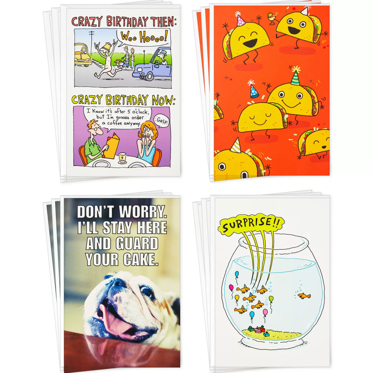 Birthday>Hallmark Funny Assorted Boxed Blank Birthday Cards, Pack Of 12