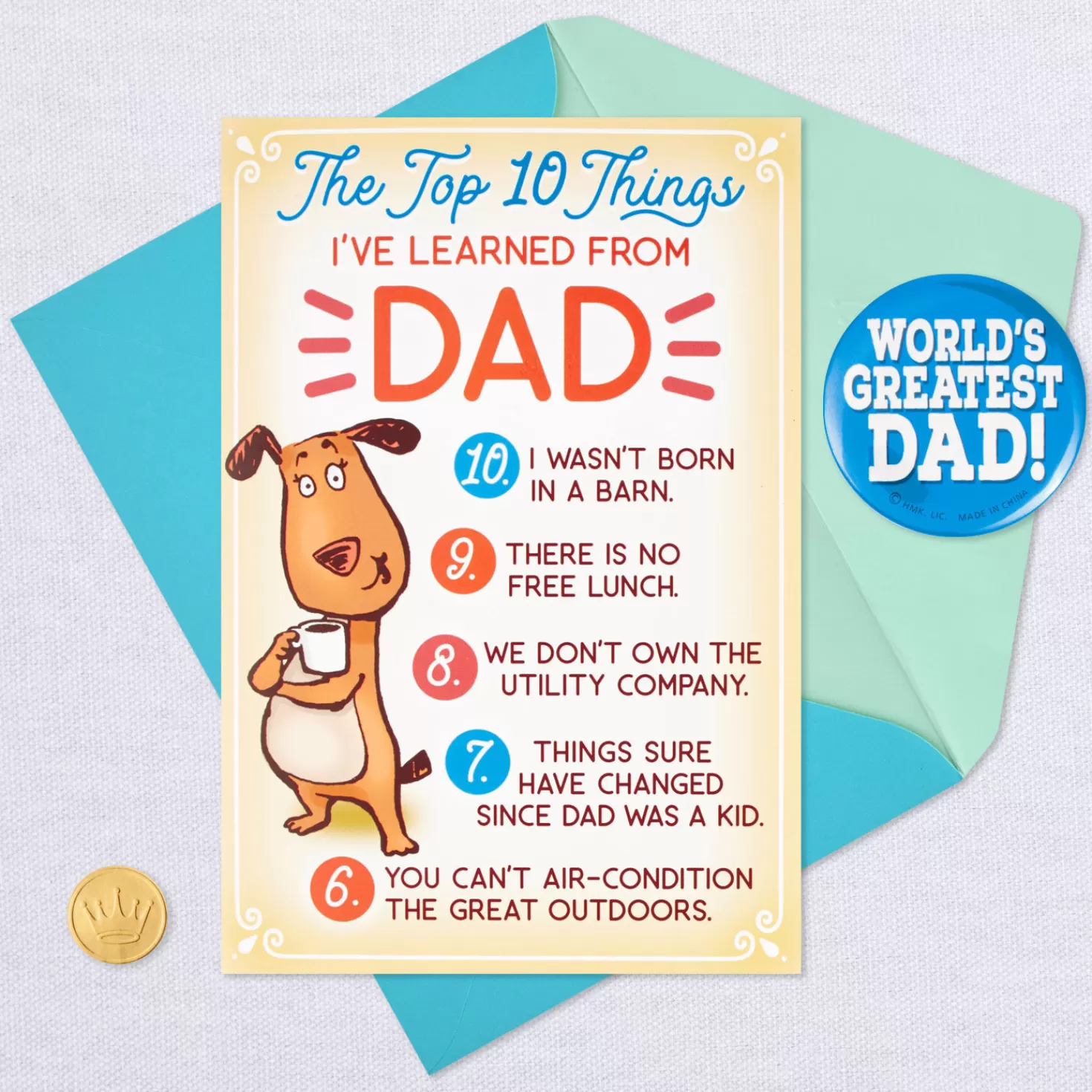 Birthday>Hallmark Funny Top 10 Birthday Card For Dad With Button Pin