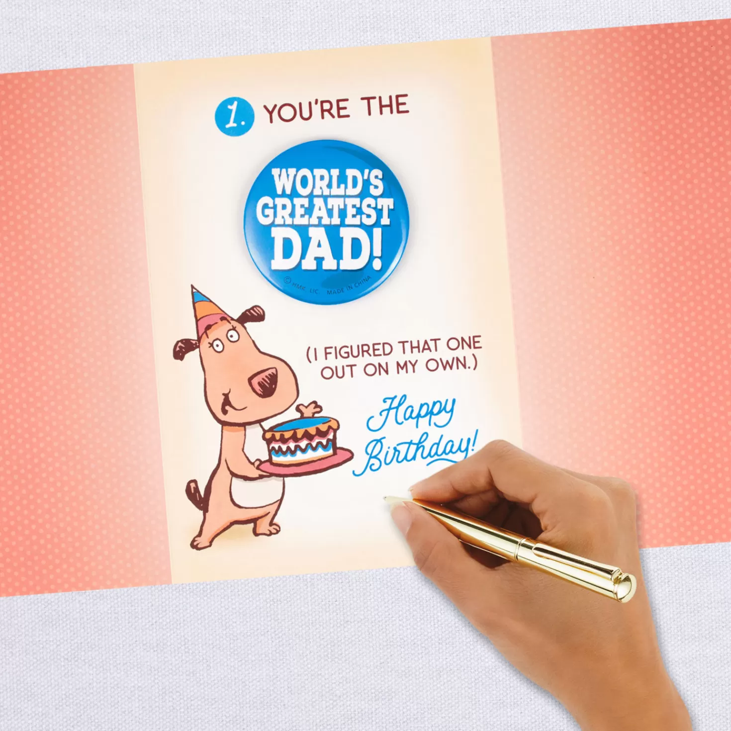 Birthday>Hallmark Funny Top 10 Birthday Card For Dad With Button Pin