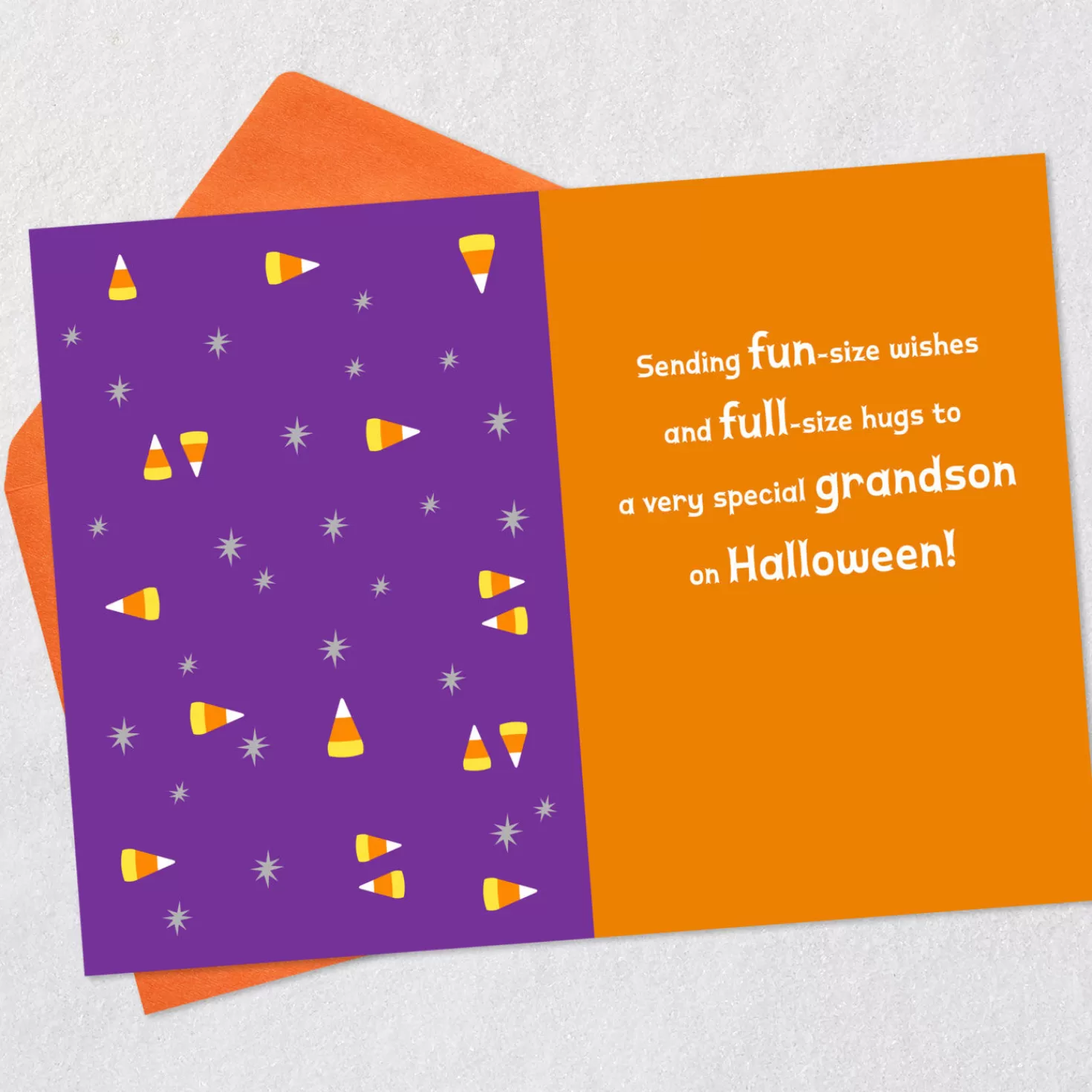 Halloween (10/31)>Hallmark Fun-Size Wishes, Full-Size Hugs Halloween Card For Grandson