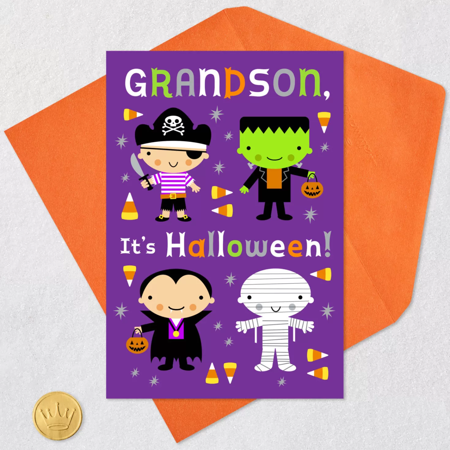 Halloween (10/31)>Hallmark Fun-Size Wishes, Full-Size Hugs Halloween Card For Grandson