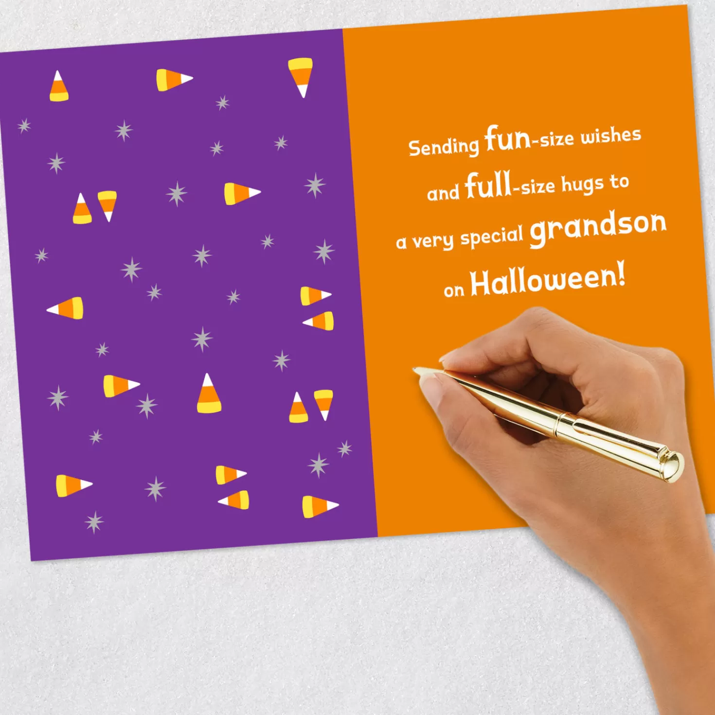 Halloween (10/31)>Hallmark Fun-Size Wishes, Full-Size Hugs Halloween Card For Grandson