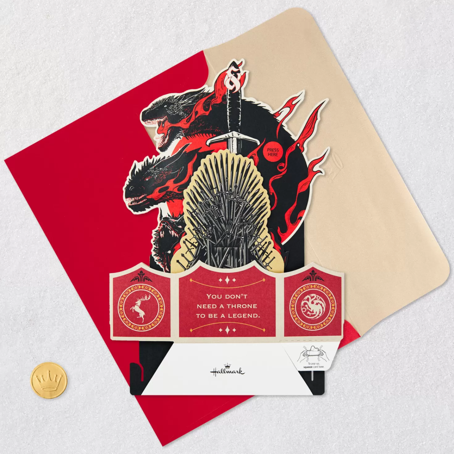 Hot Game Of Thrones™ Legend 3D Pop-Up Musical Card With Light Encouragement