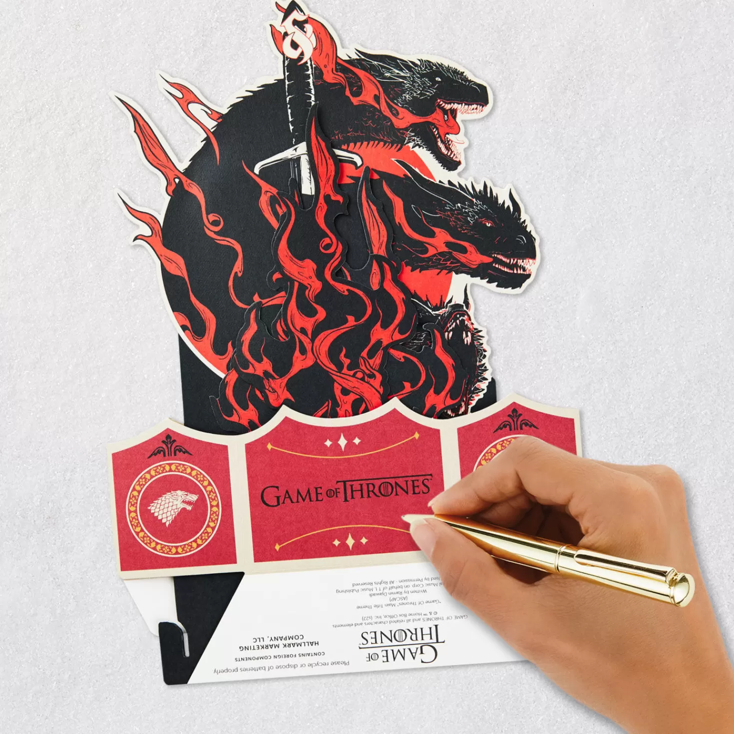 Hot Game Of Thrones™ Legend 3D Pop-Up Musical Card With Light Encouragement