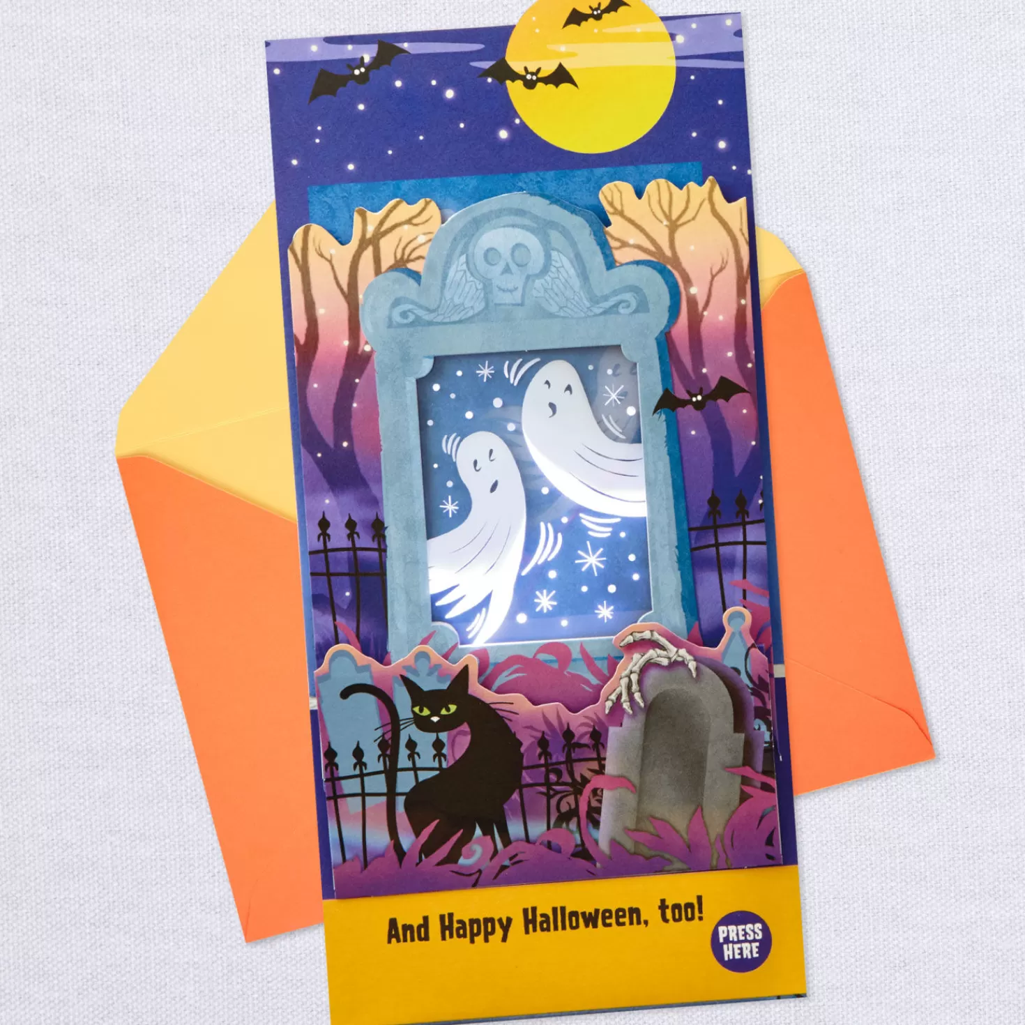 Halloween (10/31)>Hallmark Ghosts In The Graveyard Musical Pop-Up Halloween Card With Light