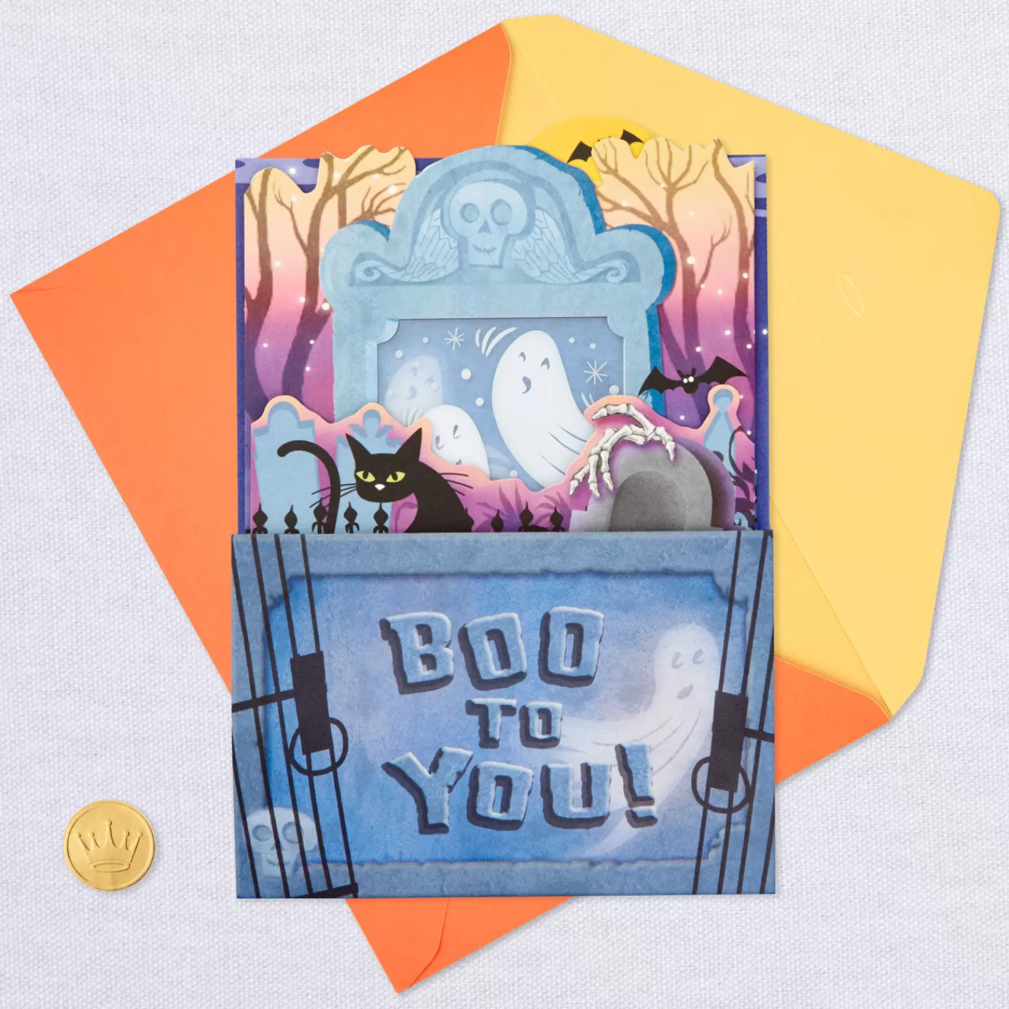 Halloween (10/31)>Hallmark Ghosts In The Graveyard Musical Pop-Up Halloween Card With Light