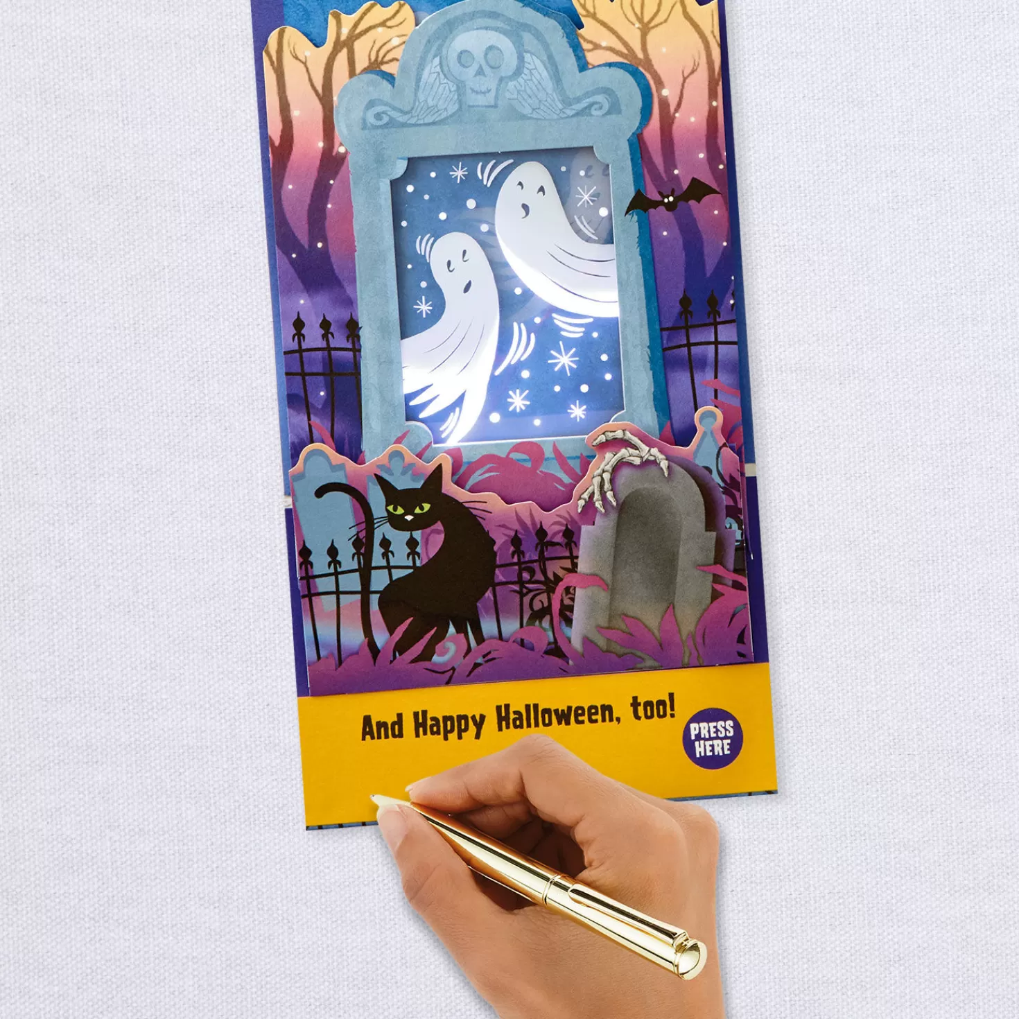Halloween (10/31)>Hallmark Ghosts In The Graveyard Musical Pop-Up Halloween Card With Light